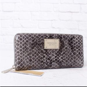 Michael Kors Zip Continental Wallet Clutch Gray MK